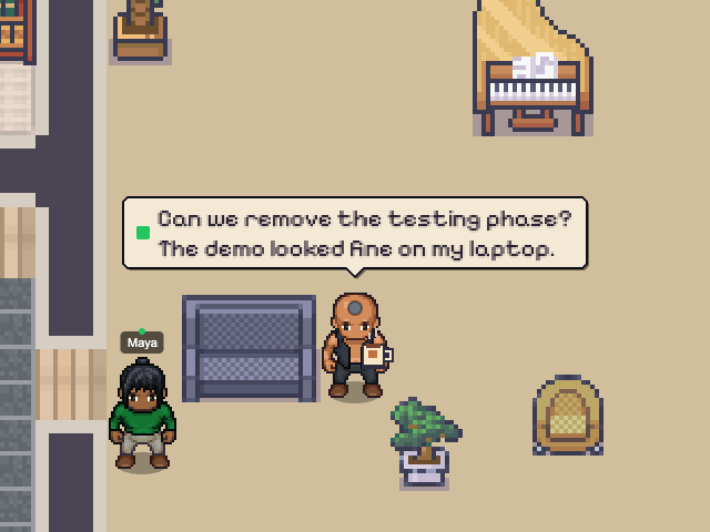 Out-of-Touch Executive in an example Nocville office: None — this character brings conversation and animation.